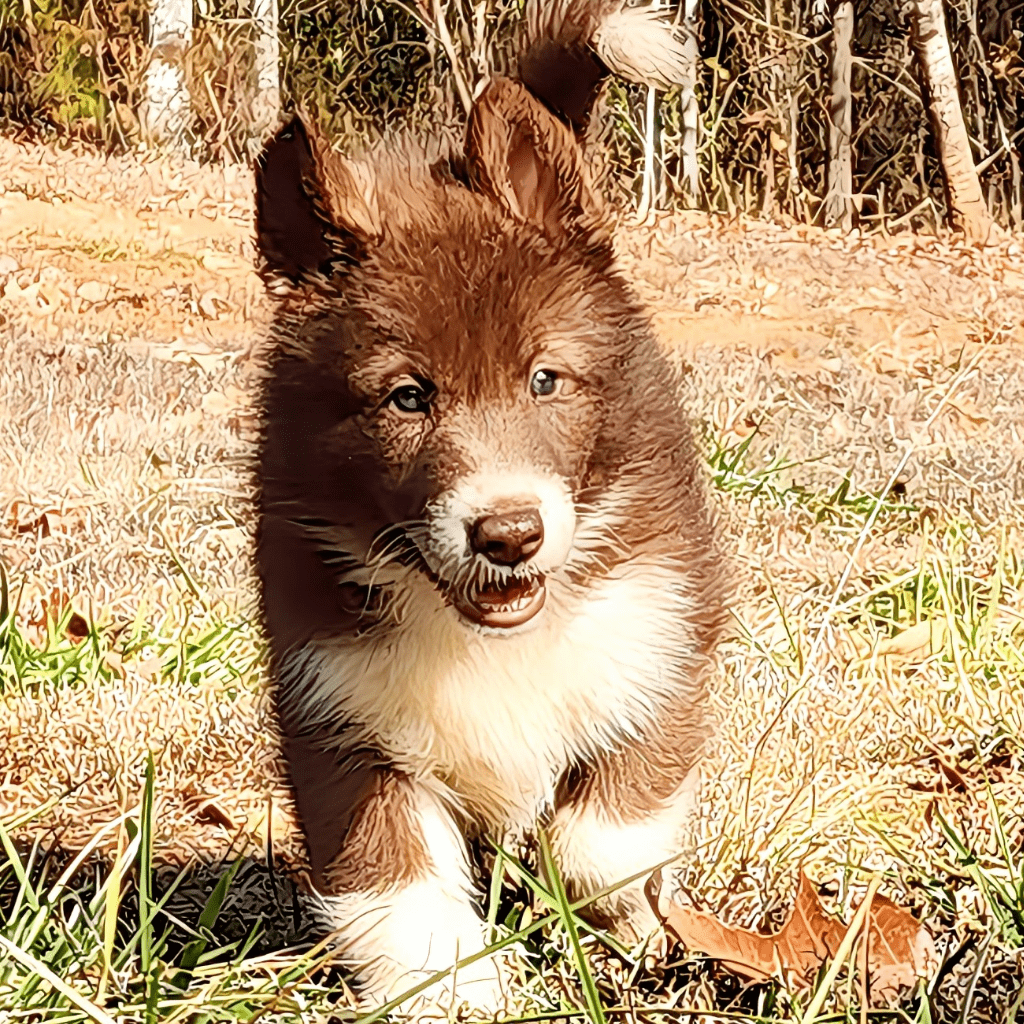 Native American Indian Dog puppy demonstrating early structural soundness and balanced conformation in a natural outdoor environment